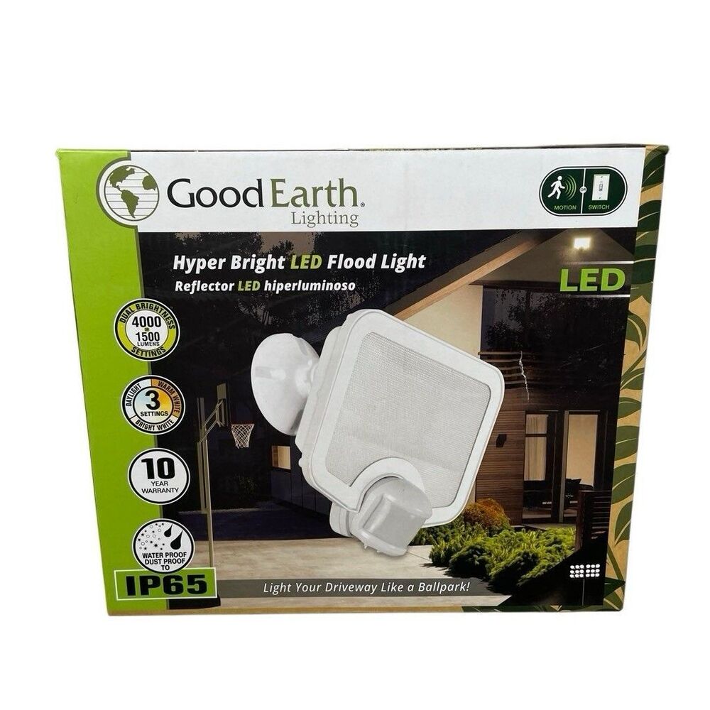 Good Earth Lighting Hyper Bright LED Flood Light  4K Lumens Motion Sensor - NEW